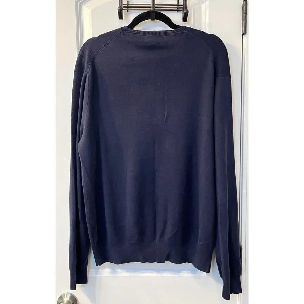 Polo Ralph Lauren Sweater Mens XL Blue Pima Cotton V Neck Preppy